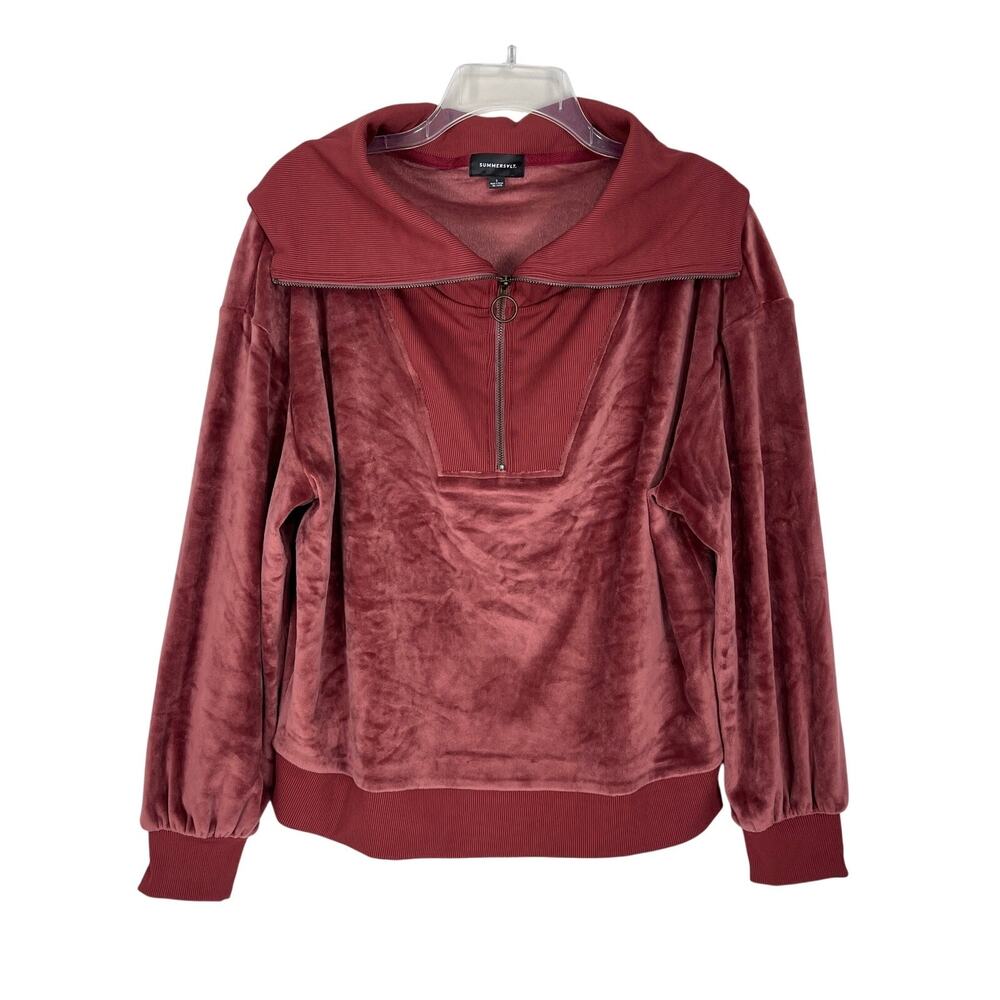 Summersalt Plush Velour Half Zip Pullover Top